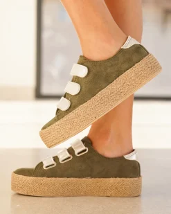 Clearance Casual Mode Basket espadrille en toile femme - Delphine Kaki