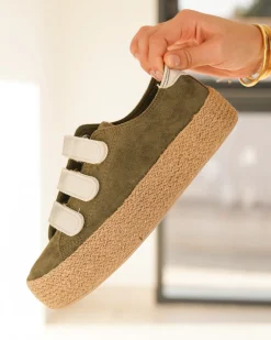 Clearance Casual Mode Basket espadrille en toile femme - Delphine Kaki