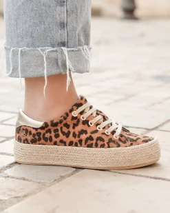 Outlet Casual Mode Basket espadrille femme léopard en toile - Eva Leopard