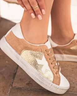 Hot Casual Mode Basket femme à lacets étoile dorée et - Stella Camel