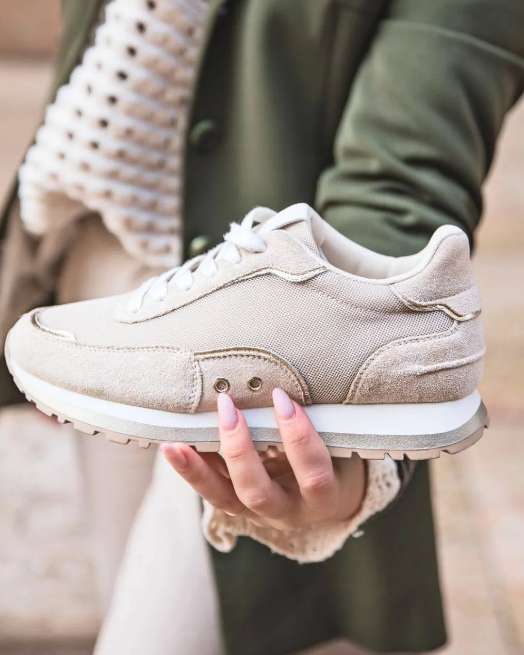 Online Casual Mode Basket femme à lacets - Louisa Beige