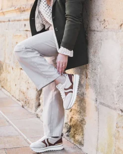 Fashion Casual Mode Basket femme à lacets - Noémie Beige
