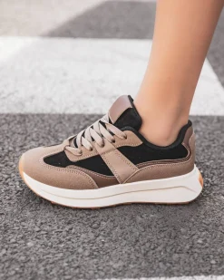 Online Casual Mode Basket femme beige et e à lacets - Marion Noir