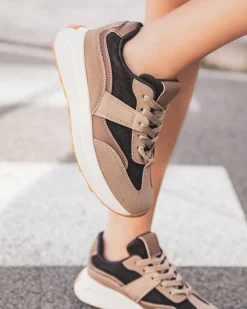 Online Casual Mode Basket femme beige et e à lacets - Marion Noir