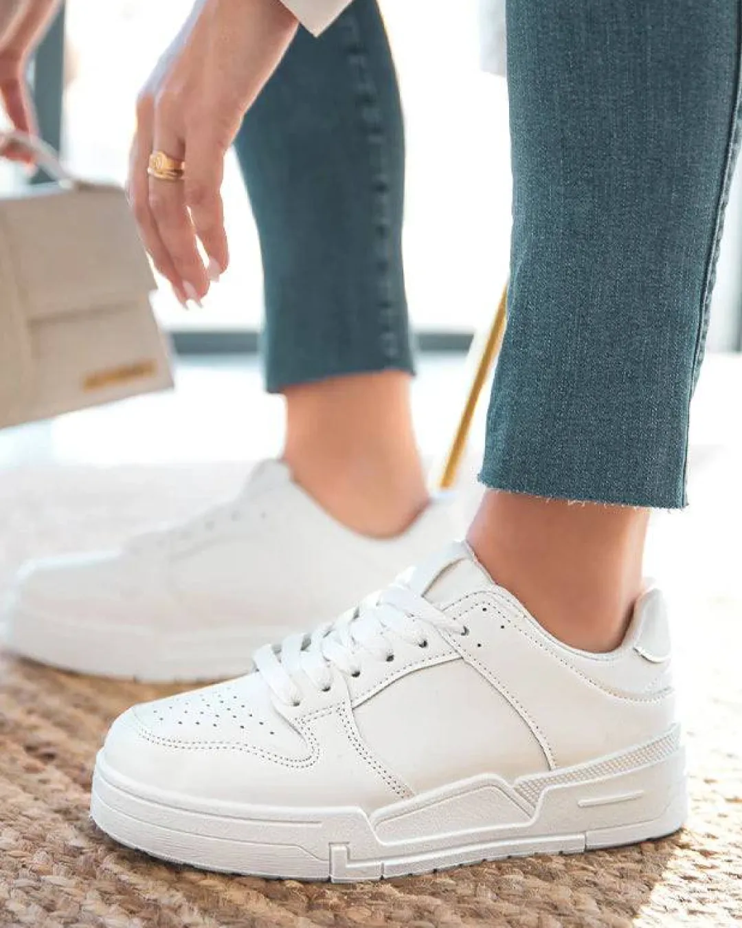 Outlet Casual Mode Basket femme he à lacets - Tina Blanc
