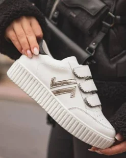 Hot Casual Mode Basket femme he creepers à scratch - CL70 WHITE Blanc