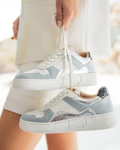 Best Casual Mode Basket femme blanche et e jeans - Paula Bleu