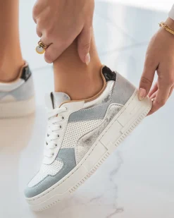 Best Casual Mode Basket femme blanche et e jeans - Paula Bleu