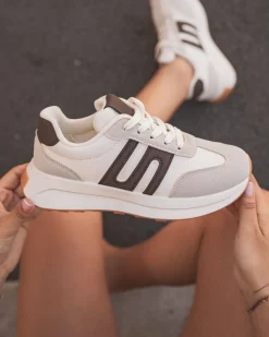 Hot Casual Mode Basket femme blanche et à lacets - Aurélie Taupe
