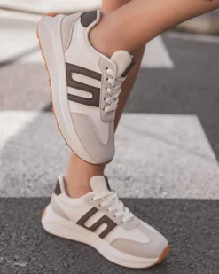 Hot Casual Mode Basket femme blanche et à lacets - Aurélie Taupe