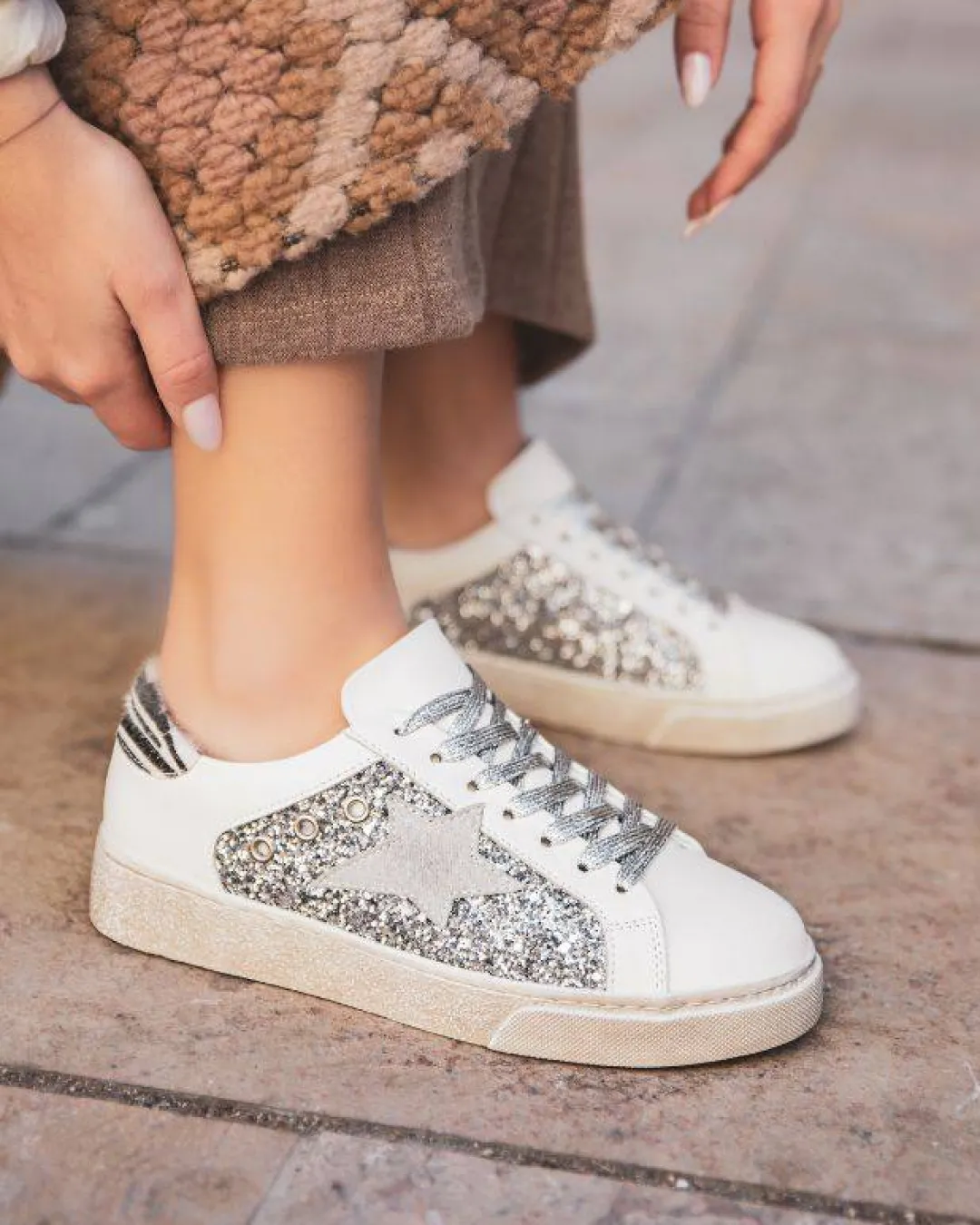 Online Casual Mode Basket femme blanche étoile ée - Léandra Argent