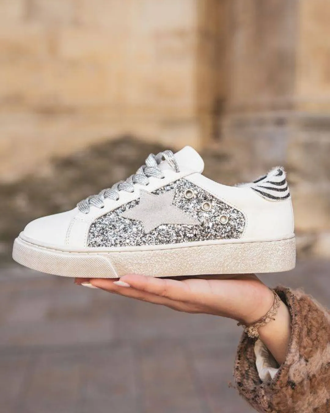 Online Casual Mode Basket femme blanche étoile ée - Léandra Argent