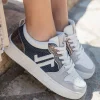 Outlet Casual Mode Basket femme e à lacets - CL81 BLUE Bleu