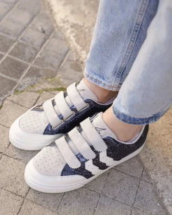 Hot Casual Mode Basket femme e à paillettes scratch - CL57 BLUE Bleu