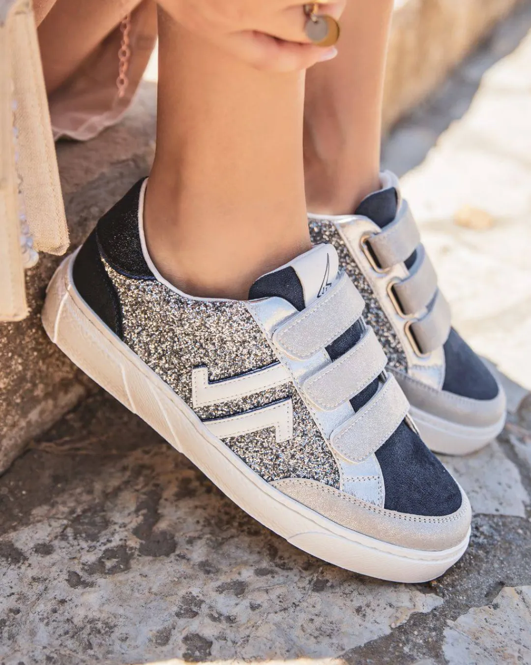 New Casual Mode Basket femme e à scratch - CL80 BLUE Bleu