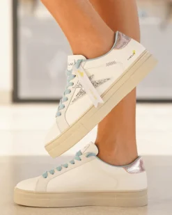 Outlet Casual Mode Basket femme e pastel à lacets - Sandrine Bleu