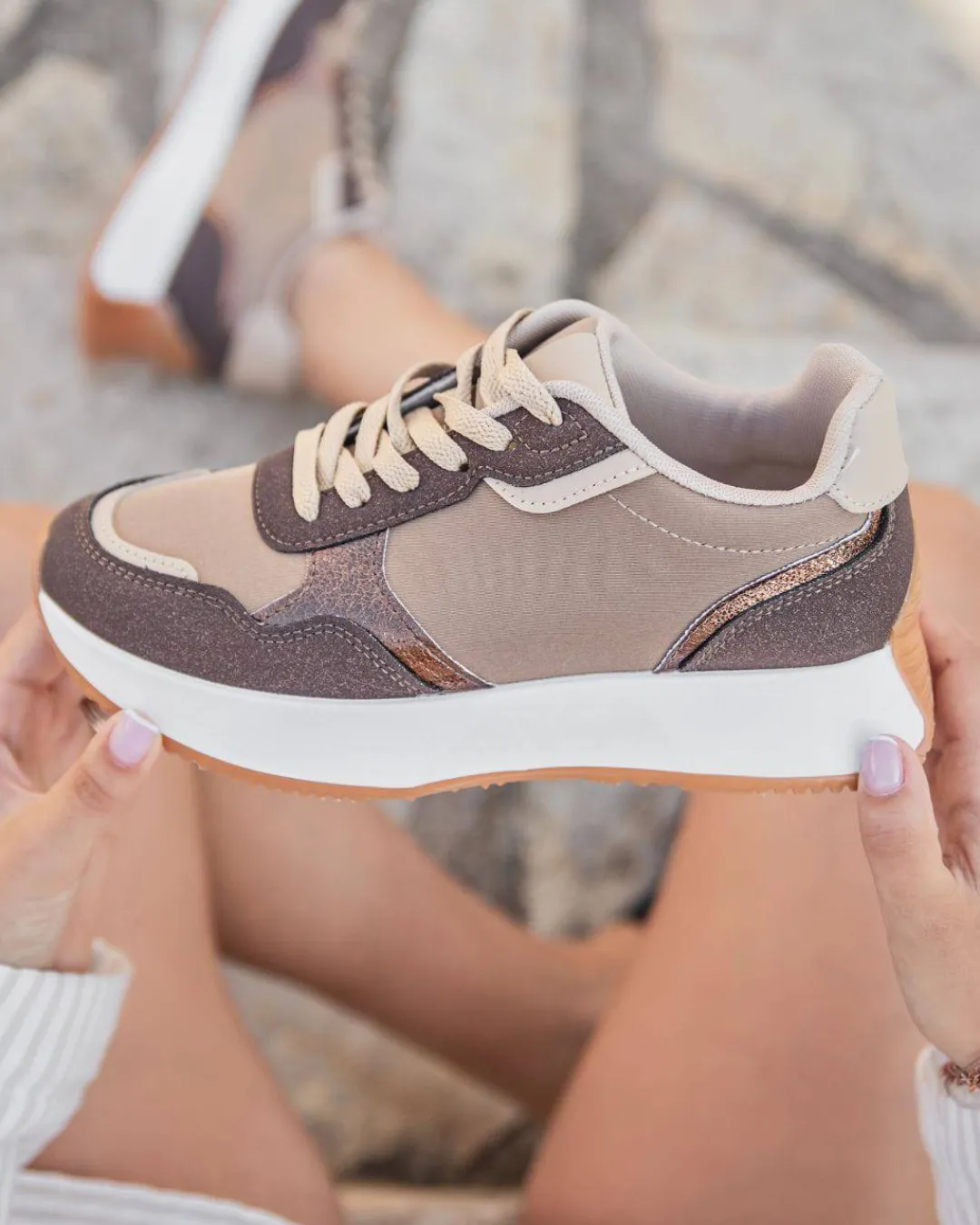 Hot Casual Mode Basket femme à lacets - Alyson Camel