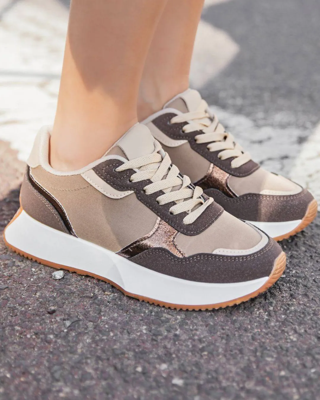 Hot Casual Mode Basket femme à lacets - Alyson Camel