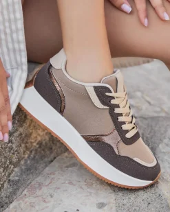 Hot Casual Mode Basket femme à lacets - Alyson Camel