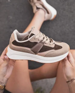 New Casual Mode Basket femme et beige à lacets - Marion Camel