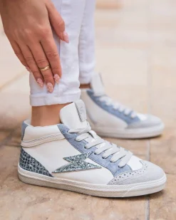 Online Casual Mode Basket femme éclair e jeans montante - Romane Bleu