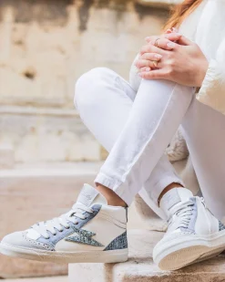 Online Casual Mode Basket femme éclair e jeans montante - Romane Bleu