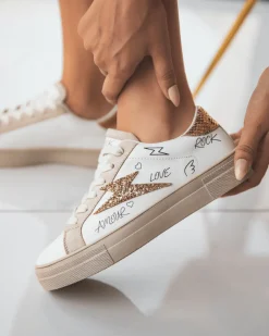 Outlet Casual Mode Basket femme éclair dé à lacets - Emma Or
