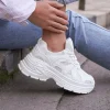 New Casual Mode Basket femme compensée he à lacets - Arya Blanc