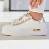 Clearance Casual Mode Basket femme compensée he à lacets - Raquel Blanc