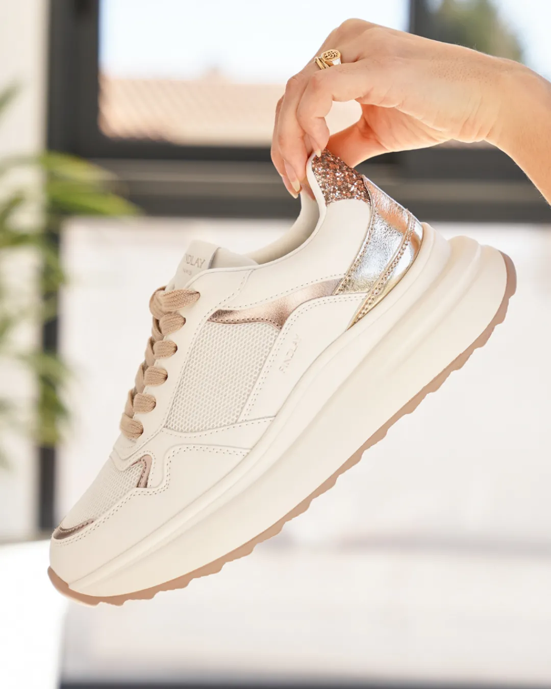 Hot Casual Mode Basket femme compensée he à lacets - Isaure Blanc