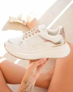 Hot Casual Mode Basket femme compensée he à lacets - Isaure Blanc