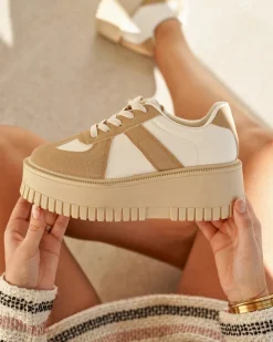 Best Casual Mode Basket femme compensée à lacets - Fabienne Camel