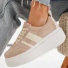 Best Casual Mode Basket femme compensée à lacets - Mareva Camel