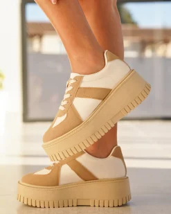 Best Casual Mode Basket femme compensée à lacets - Fabienne Camel