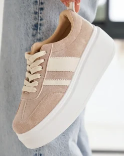 Best Casual Mode Basket femme compensée à lacets - Mareva Camel
