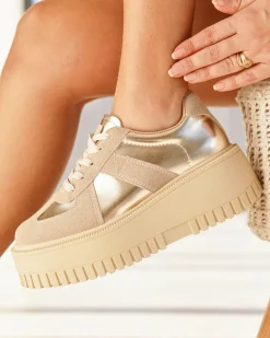 Outlet Casual Mode Basket femme compensée dée à lacets - Fabienne Or