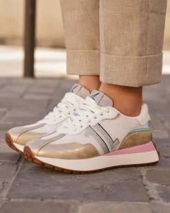 Online Casual Mode Basket femme compensée dée à lacets - CL86 PASTEL Or