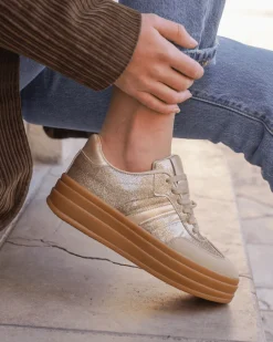 New Casual Mode Basket femme compensée dée à lacets - Ondine Or