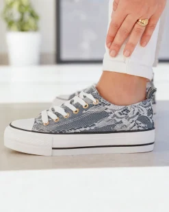Best Casual Mode Basket femme compensée e à lacets - Nolwen Gris
