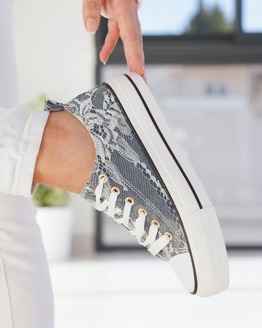 Best Casual Mode Basket femme compensée e à lacets - Nolwen Gris