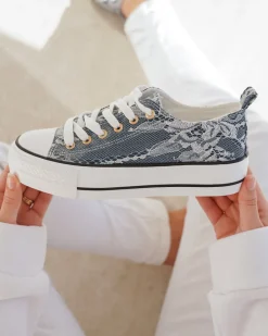 Best Casual Mode Basket femme compensée e à lacets - Nolwen Gris