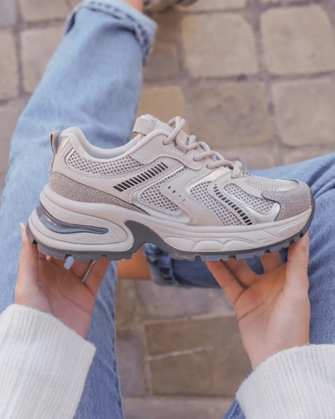 Outlet Casual Mode Basket femme compensée e à lacets - Talia Gris