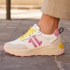 New Casual Mode Basket femme compensée à lacets - CL89 YELLOW Jaune