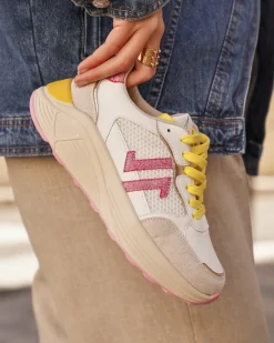 New Casual Mode Basket femme compensée à lacets - CL89 YELLOW Jaune