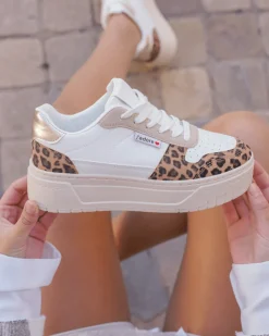 Discount Casual Mode Basket femme compensée léopard à lacets - Aliana Leopard