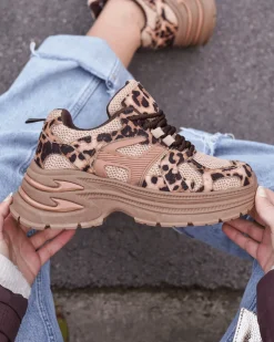 Online Casual Mode Basket femme compensée léopard à lacets - Arya Leopard