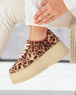 Discount Casual Mode Basket femme compensée léopard à lacets - Fabienne Leopard