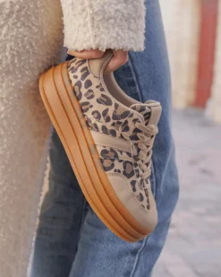 Online Casual Mode Basket femme compensée léopard à lacets - Ondine Leopard