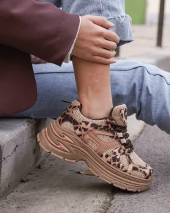 Online Casual Mode Basket femme compensée léopard à lacets - Arya Leopard