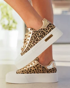 New Casual Mode Basket femme compensée léopard à lacets - Raquel Leopard